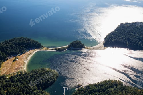 Preview: Sandy Beach and cabines on Thormanby Island near Sunshine Coast