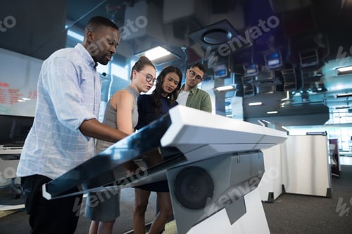 Preview: Business executives touching digital screen