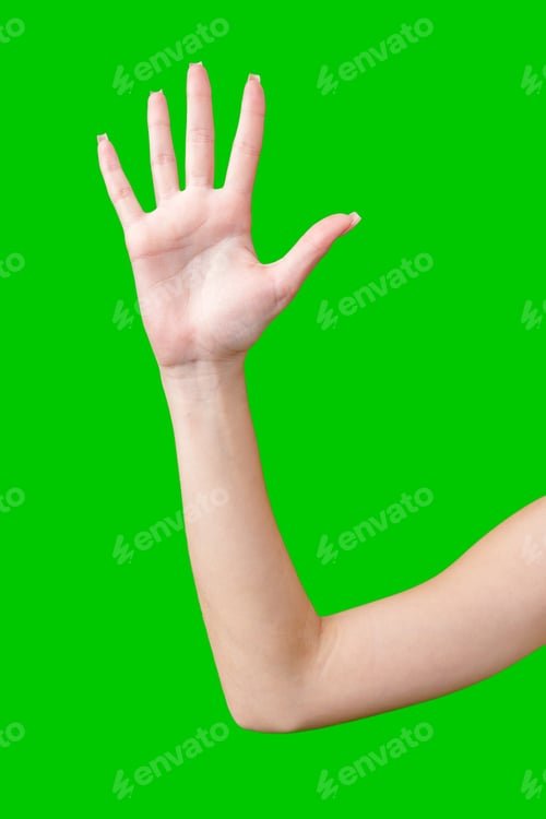 Preview: Woman's Hand Showing Number Against Green Screen