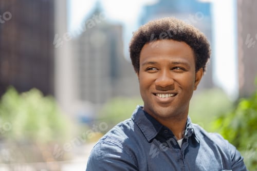 Preview: Portrait of handsome business man CEO looking away while standing