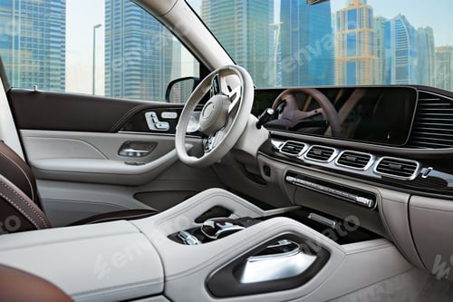 Preview: Interior of prestige modern car with leather seats