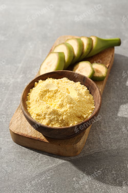 Preview: Banana flour, concept of cooking food, tasty banana flour