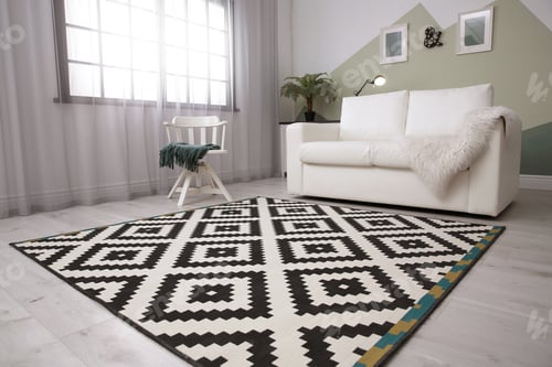 Preview: Modern living room interior with comfortable sofa and beautiful carpet