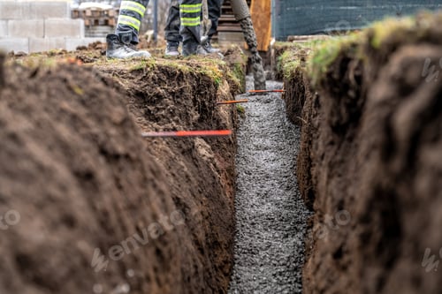 Preview: concrete in the ground for the foundation of the building