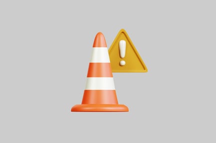 Preview: Traffic cone and warning sign