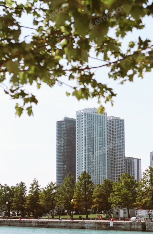Preview: skyscrapers and river in downtown chicago