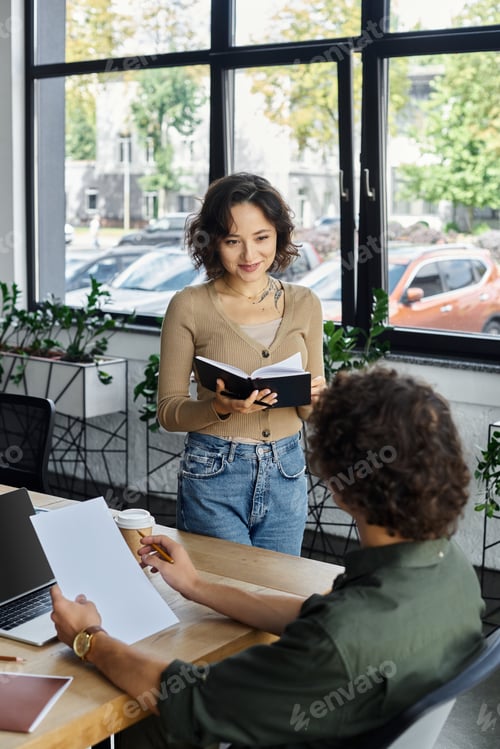 Preview: Engaging discussion unfolds in a bright office space with dedicated colleagues collaborating