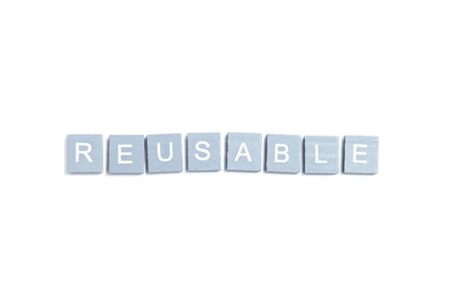 Preview: Word reusable made from wooden cubes isolated on a white