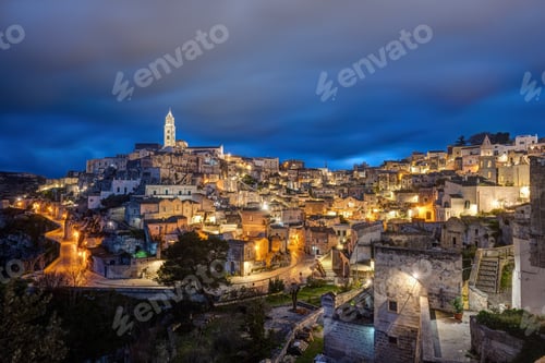 Preview: The old town of Matera in southern Italy at night
