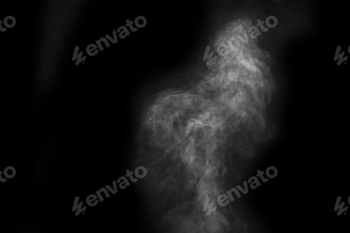 Preview: Smoke fragments on a black background. Abstract background, design element, for overlay on pictures