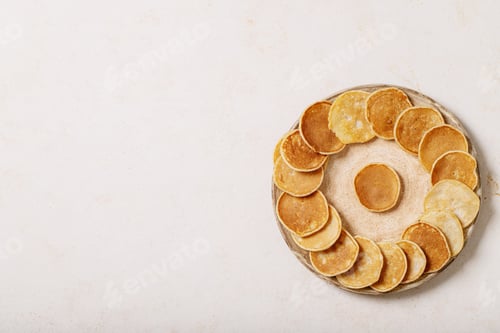 Preview: A stack of plain mini pancakes