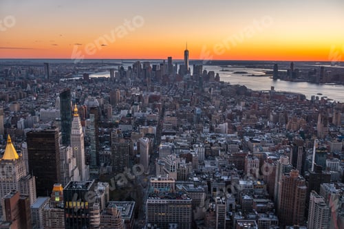 Preview: Cityscape of Manhattan, New York at Sunset. United States of Ame