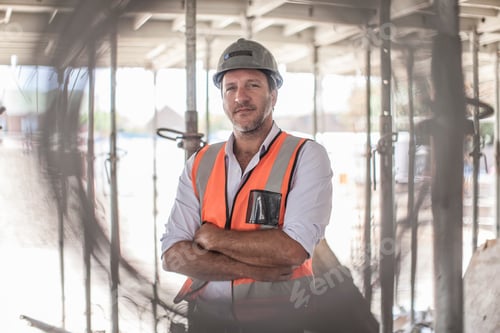 Preview: Portrait of site foreman on construction site