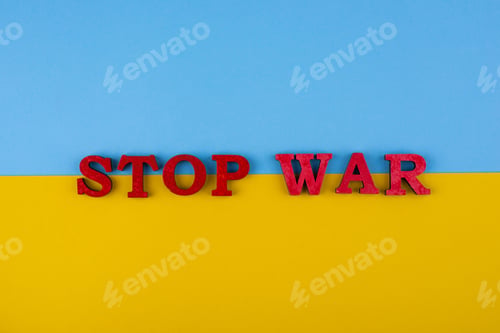 Preview: Stop war in Ukraine concept with flag colors