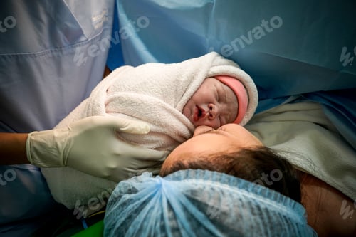 Preview: Love at First Sight of mom and her newborn in cesarean section.
