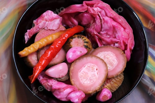Preview: pickles from various vegetables on the plate