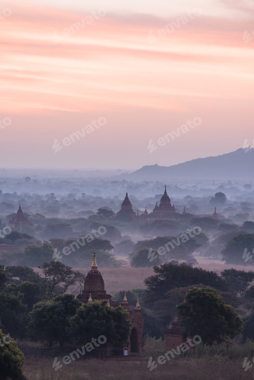 Preview: Scenic view of Bagan at sunset, Mandalay Region, Myanmar