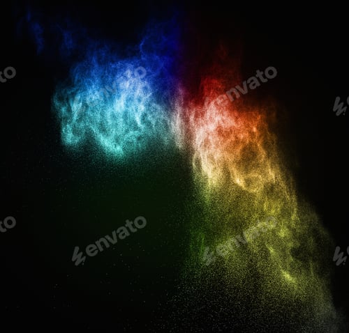Preview: Colourful powder exploding isolated on black