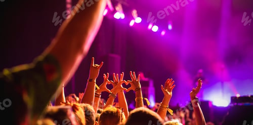 Preview: crowd partying stage lights live concert summer music festival