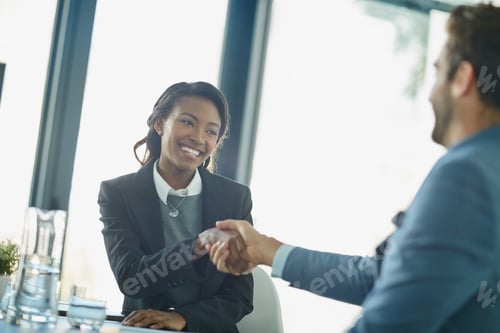Preview: Cropped shot of businesspeople shaking hands in an office