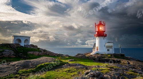 Preview: Lindesnes Fyr Lighthouse, Beautiful Nature Norway natural landscape.