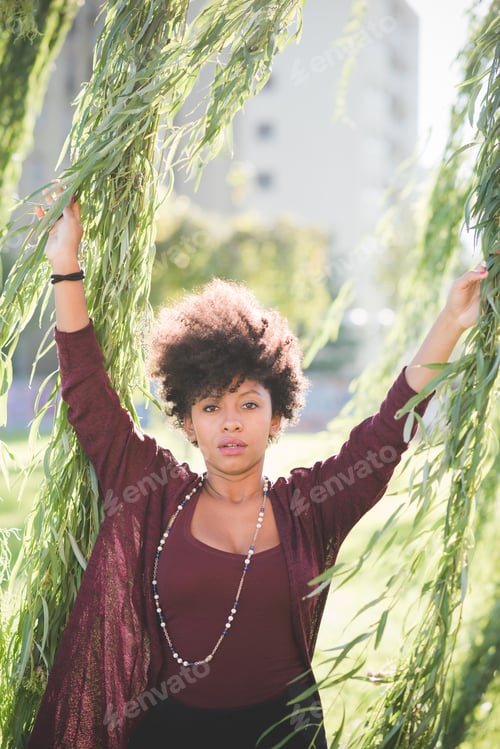 Preview: beautiful black curly hair african woman