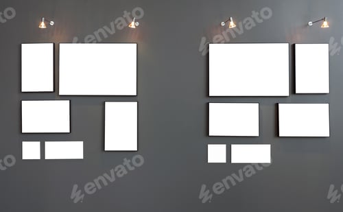 Preview: Empty Photo frames gallery on wall