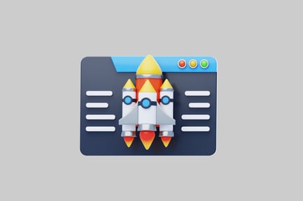 Preview: Cartoon rocket launching website