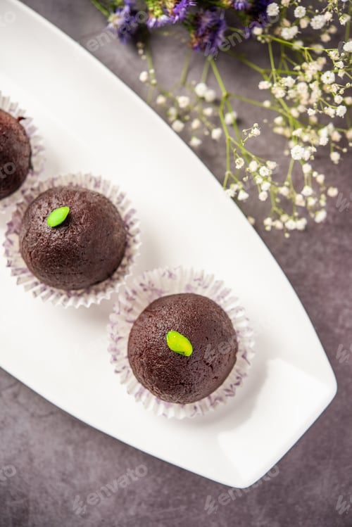 Preview: Indian Sweet Food Sweet Black Gulab Jamun Also Known as Kala Jamun, Black Jamun or Dry Kala Jam