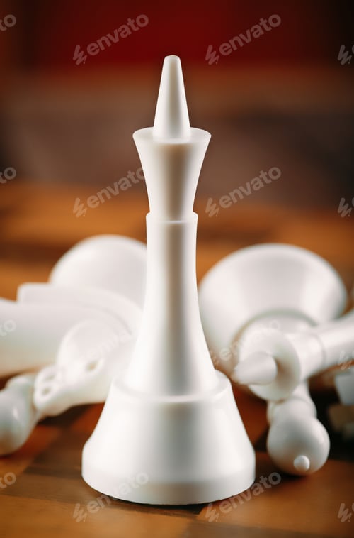 Preview: Black And White King And Knight Of Chess Setup On Dark Background . Leader And Teamwork Concept For