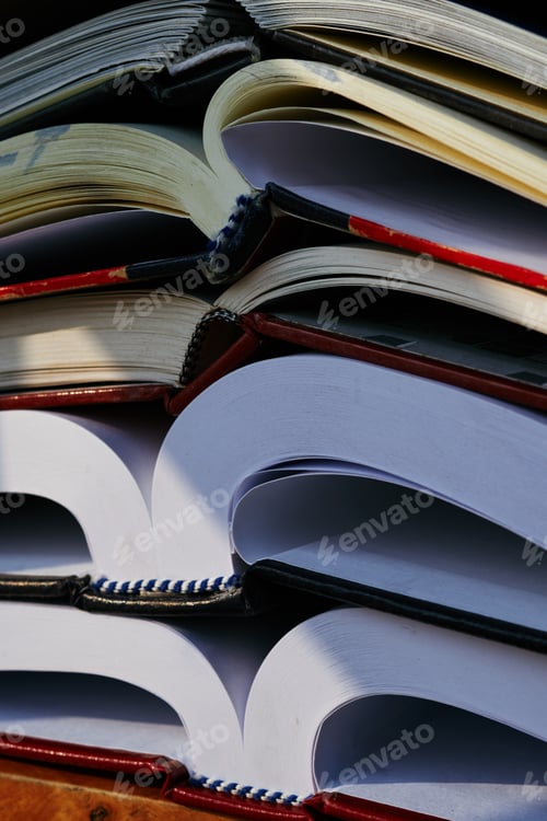 Preview: Close-up view of stacking books
