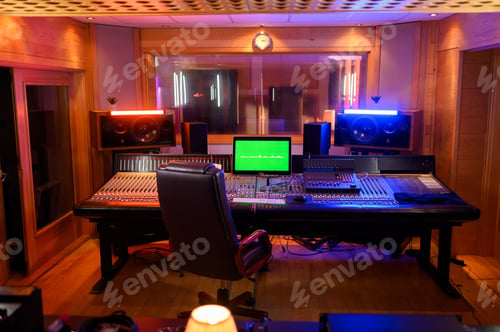 Preview: Professional music recording studio with no people.