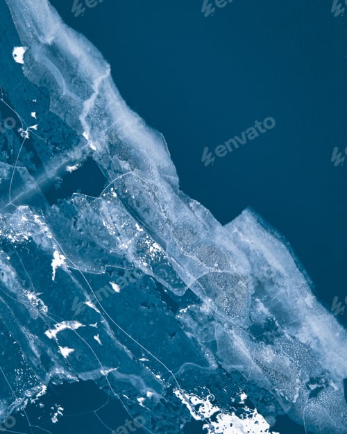 Preview: Aerial view of a picturesque winter landscape of a frozen lake