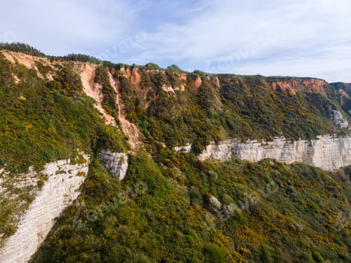 Preview: Aerial View of Saint Jouin Bruneval Beach with Waves and Cliffs