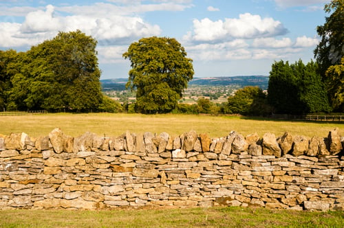 Preview: Traditional Cotswold dry stone wall, Longborough, Gloucestershire, England, United Kingdom, Europe