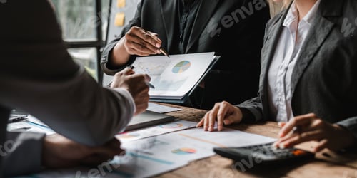Preview: Startup business meeting to analyze and discuss the situation on the financial report in the
