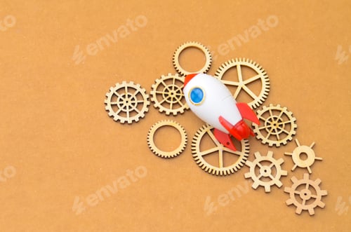 Preview: Innovation and Growth: Toy Rocket Taking Off from Gear Cluster
