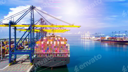 Preview: Container ship global business freight import export logistic transportation.