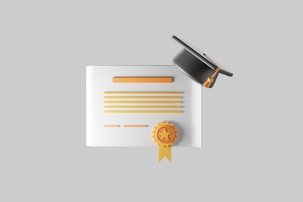 Preview: Graduation certificate with mortarboard cap