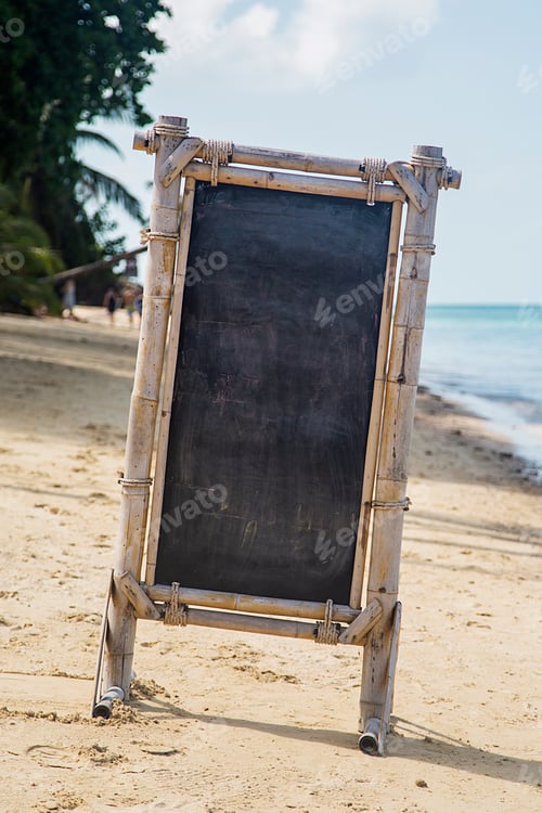 Preview: Empty signboard on the beach