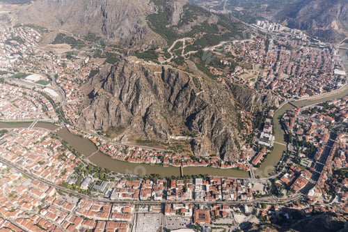 Preview: Old Ottoman houses view by the Yesilirmak River in Amasya City