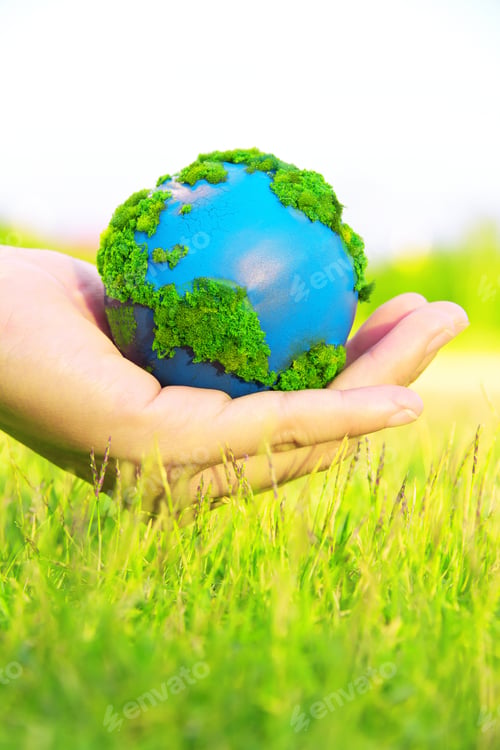 Preview: Green Grass and Earth Globe in Hand
