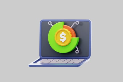 Preview: Laptop with finance chart coin