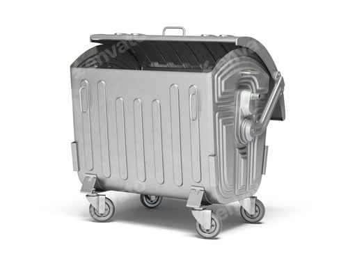 Vista previa: Metal garbage contaner or refuse trash bin isolated on white.