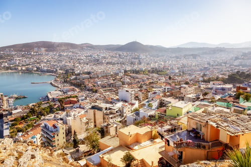 Preview: Homes and Buildings in a Touristic Town by the Aegean Sea. Kusadasi, Turkey.
