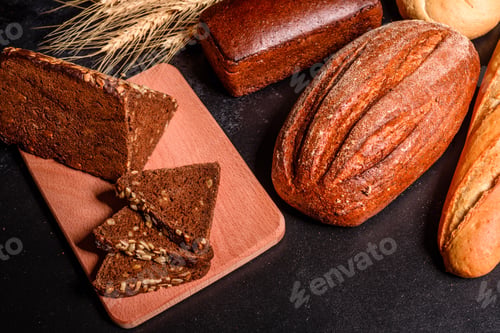 Preview: Beautiful fresh baked bread with wheat grains