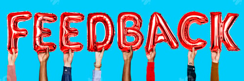 Preview: Red alphabet helium balloons forming the text feedback