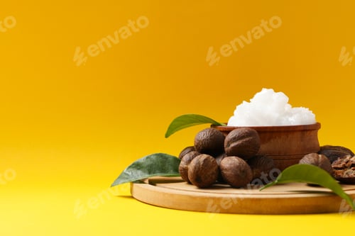 Preview: Concept of skin care cosmetics, Shea butter, space for text