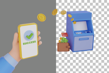 Preview: ATM on Smartphone Transfer Coins 3D Icon