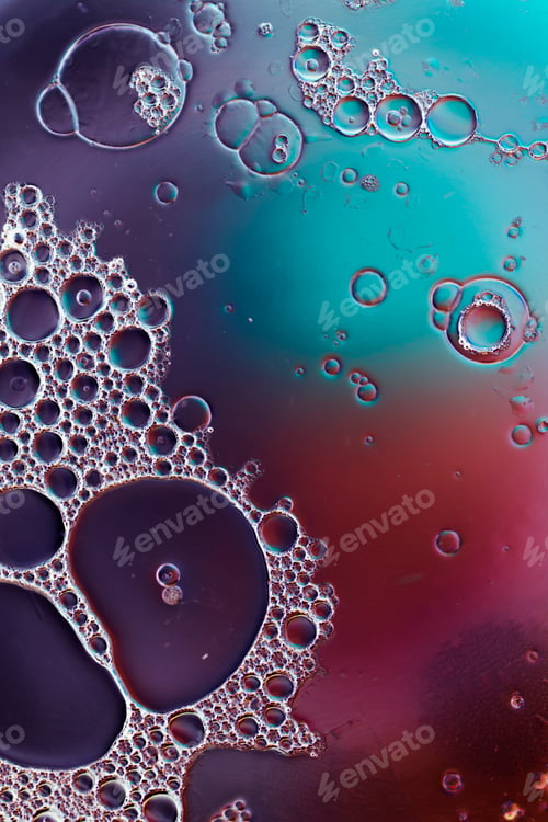 Preview: air bubbles underwater on smooth colorful background